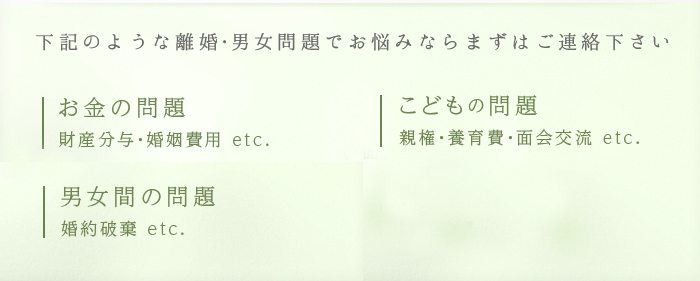 離婚,お金の問題,こどもの問題,男女間の問題,